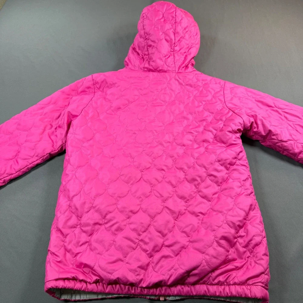 Columbia Girls Pink Quilted Hooded Jacket Fleece Lined Size L 14/16